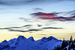 Mood of clouds above Karwendel range, from hut Erfurter Huette, Rofan range, Tyrol, Austria