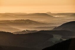 View east, sunrise, Feldberg, Black Forest, Baden-Wuerttemberg, Germany