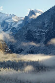 View from Tunnel View at Yosemite Valley and Half Dome , Snow , Yosemite National Park , Sierra Nevada , California , U.S.A. , America