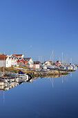Swedish houses by the marina, Isle Hoenoe, Bohuslaen, Vaestra Goetaland County, Archipelago of Gothenburg, Scandinavia, South Sweden, Sweden,  Northern Europe
