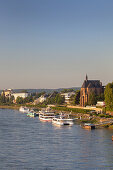 View over the Rhine river in Bonn to the north, North Rhine-Westphalia, Germany