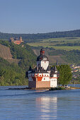 Burg Pfalzgrafenstein auf der Felsinsel Falkenau im Rhein bei Kaub, Oberes Mittelrheintal, Rheinland-Pfalz, Deutschland, Europa