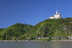 Marksburg Castle above the Rhine, Braubach, Upper Middle Rhine Valley, Rheinland-Palatinate, Germany, Europe
