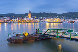 View over the Rhine to the old town of Boppard, Upper Middle Rhine Valley, Rheinland-Palatinate, Germany, Europe