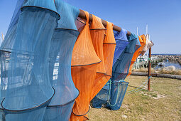 Fishnets in the harbour of Soby, Island Ærø, South Funen Archipelago, Danish South Sea Islands, Southern Denmark, Denmark, Scandinavia, Northern Europe