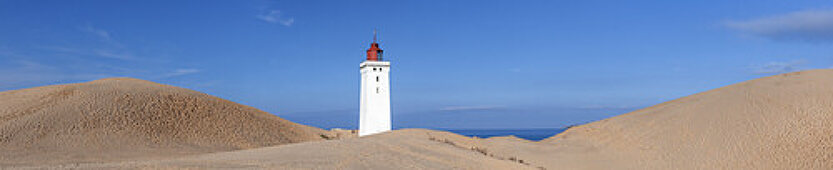 Lighthouse Rubjerg Knude in the dunes of Rubjerg Knude between Lønstrup and Løkken, Northern Jutland, Jutland, Cimbrian Peninsula, Scandinavia, Denmark, Northern Europe