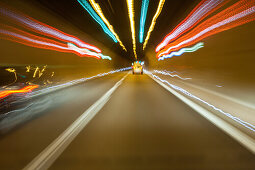 German Autobahn, A71, driving inside the tunnel, tunnel vision, motorway, freeway, speed, speed limit, traffic, infrastructure, Neubrunn, Germany