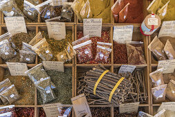 Spices, Market Stall, Vieux Nice, Cours Saleya,  Alpes Maritimes, Provence, French Riviera, Mediterranean, France, Europe