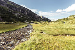 Mountainbikerin am Giglachsbach, Niedere Tauern, Steiermark, Österreich