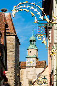 Der Markusturm in der historischen Altstadt, Rothenburg ob der Tauber, Bayern, Deutschland