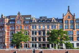 Häuser am Zollkanal in der Speicherstadt, Hansestadt Hamburg, Norddeutschland, Deutschland, Europa