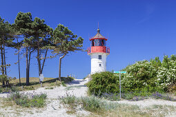 Leuchtturm am Gellen, bei Neuendorf, Insel Hiddensee, Ostseeküste, Mecklenburg-Vorpommern, Norddeutschland, Deutschland, Europa