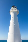 Lighthouse from below, blue sky, horizon, daytime, tower, Castlepoint, North Island, New Zealand
