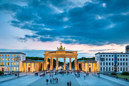 Brandenburg Gate and Pariser Platz at night, Berlin, Germany