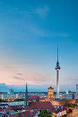 View towards Television tower and Townhall, Berlin, Germany