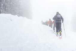 Winter landscape, People on a ski tour in fog, Kleinwalsertal, ski tour, Ifen, Austria