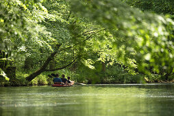 Paddling on the river, biosphere reserve, cultural landscape, summer, Spreewald, Brandenburg, Germany