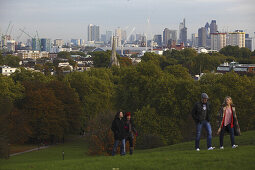 Blick vom Primrose Hill auf die City von London, England