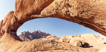 Pontok mountains, seen through a rock arch, Spitzkoppe, Erongo, Namibia