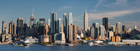 Blick nach Manhatten vom Hamilton Park, Hudson River, Jersey City, New Jersey, USA