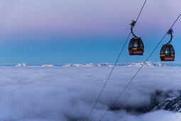Gondola lifts over the clouds, Kaprun, Salzburg, Austria