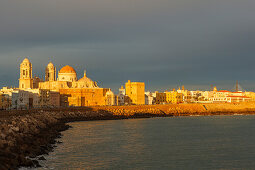 cathedral, Campo del Sur, seaside promenade, Cadiz, Costa de la Luz, Atlantic Ocean, Cadiz, Andalucia, Spain, Europe