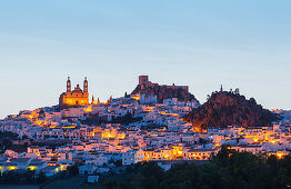 Castillo, Arab castle and church, Olvera, pueblo blanco, white village, Cadiz province, Andalucia, Spain, Europe