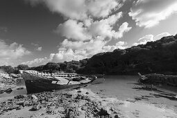 Shipwreck, puerto pequero, in the fishing port, Cabo de Roche, near Conil, Costa de la Luz, Atlantic Ocean, Cadiz province, Andalucia, Spain, Europe