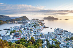 View from mountain Aksla over Alesund, More og Romsdal, Western Norway, Norway, Scandinavia, Northern Europe, Europe