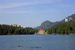 Alpsee, Hohenschwangau and Neuschwanstein, Schwangau, Füssen, Ostallgäu, Allgäu, Schwaben, Bayern, Deutschland