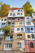 Famous building Hundertwasserhaus of Friedensreich Hundertwasser and Josef Krawina in Vienna, Eastern Austria, Austria, Europe