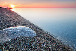 Pebbles and rock on the beach, Bagenkop, Baltic Sea, Langeland, Denmark