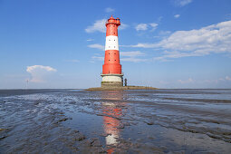 Leuchtturm Arngast im Jadebusen vor Dangast, Varel, Ostfriesland, Niedersachsen, Norddeutschland, Deutschland, Europa