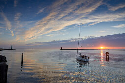 Morning at the sea channel at Warnemuende, Baltic Sea, Mecklenburg Vorpommern, Germany