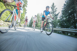 Young people on their racing cycles in the Kitzbühler Alps, Kitzbühlerhorn, Tyrol, Alps