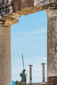 A sculpture on the marketplace of the antique town, Pompeii, the Gulf of Naples, Campania, Italy