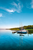 Dusk at lake Selent, Holsteinische Schweiz, Baltic coast, Schleswig-Holstein, Germany