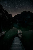 boat at Lago di Braies, dolomites, south tyrol, trentino, italy, europe