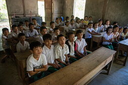 School children at Maung Shwe Lay village, near Ngapali, Thandwe, Myanmar