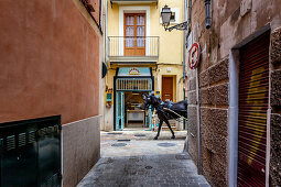 ' Horse-drawn carriage in the old city of Palma, Palma de Mallorca; Balearic Islands; Spain; Europe'