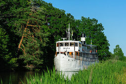 Steamship Diana on the Goetakanal between Norsholm and Soederkoeping, Sweden