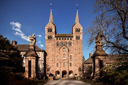 UNESCO World Heritage Corvey Castle and Westwerk in Hoexter,  Entrance to Westwerk, North Rhine-Westphalia, Germany