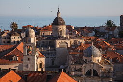 Church towers and Dubrovnik Old Town seen from city wall, Dubrovnik, Dubrovnik-Neretva, Croatia