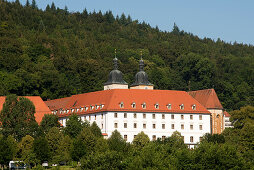 View to Benedictine Abbey Planksetten in the Sulz Valley between Beilngries and Berching, Lower Bavaria