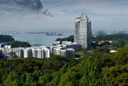 View from the Mt. Faber Park to apartment highrisers and the port of Singapore