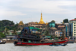 View to Buddhist temple Theindawgyi Paya in Myeik in Myanmar