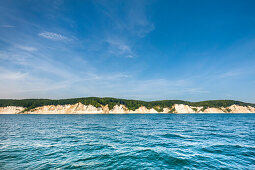 View towards chalk cliffs, Stubbenkammer, Jasmund National Park, Ruegen Island, Mecklenburg-Western Pomerania, Germany