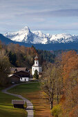 Blick auf Wamberg, Werdenfelser Land, Bayern, Deutschland