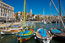 Port with historic fishing boats, Sanary-sur-Mer, Provence-Alpes-Côte d' Azur, France