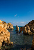 Coastal landscape with colourful rocks, Ponta da Piedade, Lagos, Algarve, Portugal